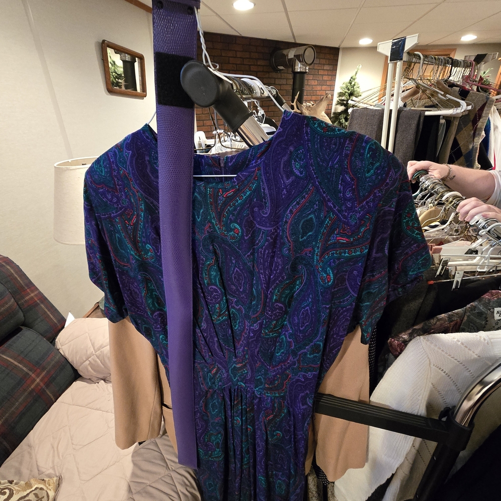 Paisley Midi Dress in Purple and Teal